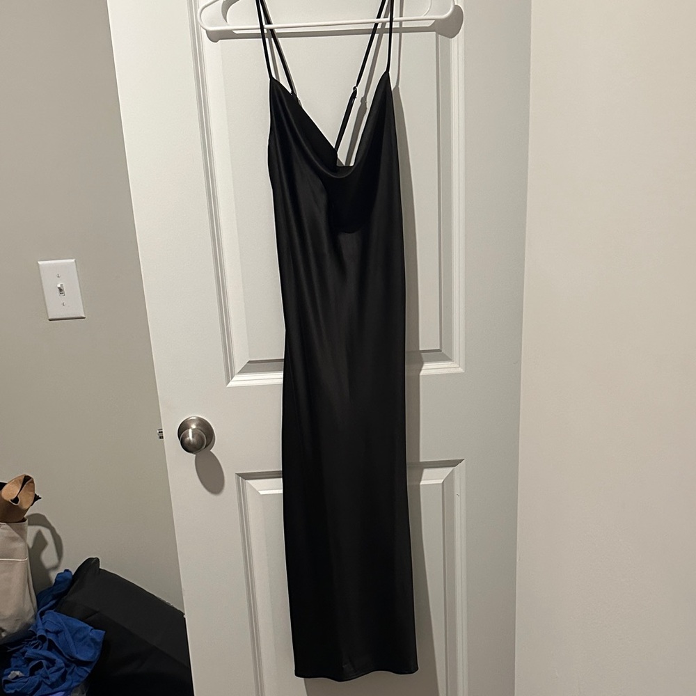 Timing Black Backless Slip Dress